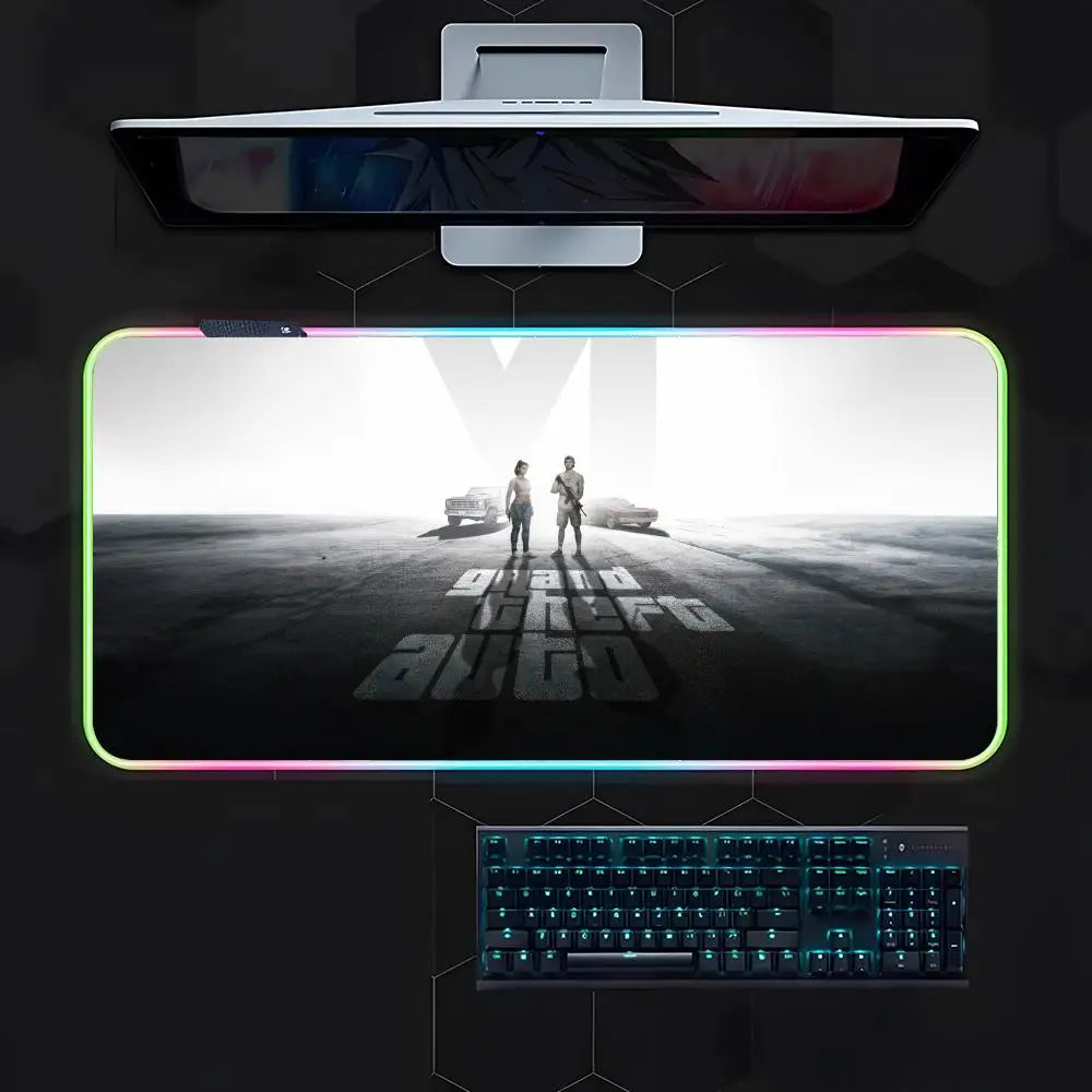Game G-gta 6 Mouse Pad Gamer Luminescence Led Mouse Pad Gaming Table Rgb Deskmat Keyboard Pc Mousepad