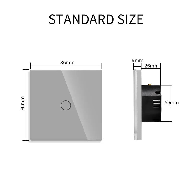 Bingoelec Grey Smart Light Switch and WiFi Wall Socket with Crystal Glass Panel Switches with Sockets Home Improvement