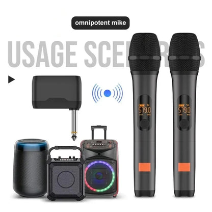 Professional 2 Channel For JBL PartyBox DJ UHF digital Wireless Handheld Microphone System with rechargeable TWO microphone