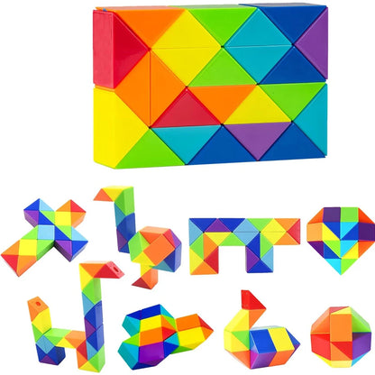 Magic Snake Cube Twist Puzzle 72/48/36/24 Wedges Brain Teaser Games For Kids Montessori Educational Toys Spielzeuge Kinder