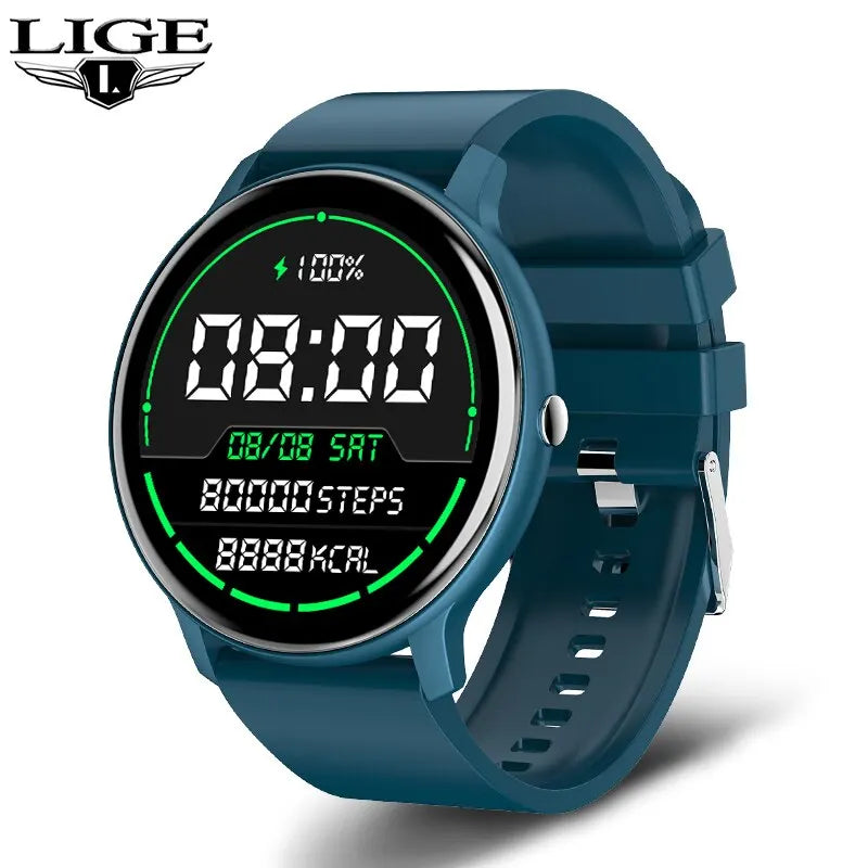 Smartwatch LIGE męski damski z pełnym ekranem dotykowym Sportowy zegarek fitness męski IP67 Wodoodporny Bluetooth dla Androida iOS Smartwatch Mężczyźni