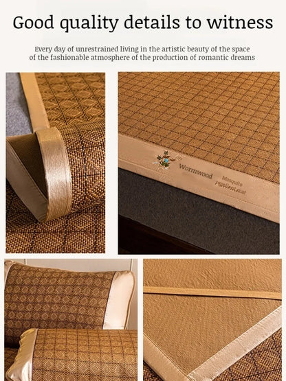 Ice Silk Cooling Mat Natural Mountain Foldable Double Bed Mattress Mugwort Cooling Pad Summer Sleep Cooling Bedding for Couple