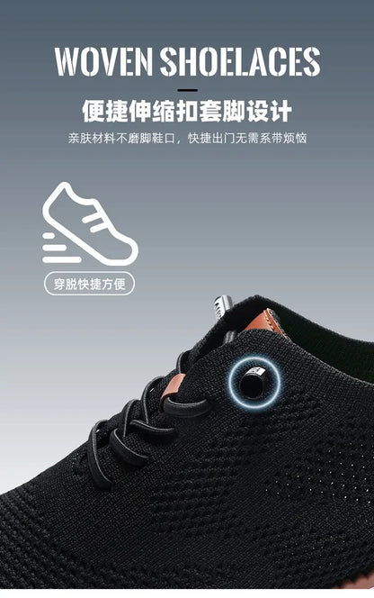 Vanmie Men Casual Sneakers Shoes Breathable Summer Knitted Mesh Sock Sneakers Fashion Simple Lace-up Lightweight  Sneakers