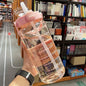 2L Water Bottle Portable Straw Plastic Water Cup for Outdoor Sports Fitness Adult High Value Big Fat Cup with Time Marker