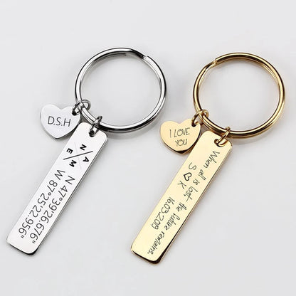 Custom Engraved LOGO Stainless Steel Name Keychain Personalized Customized Products Fashion Love Key Ring Gift Wholesale