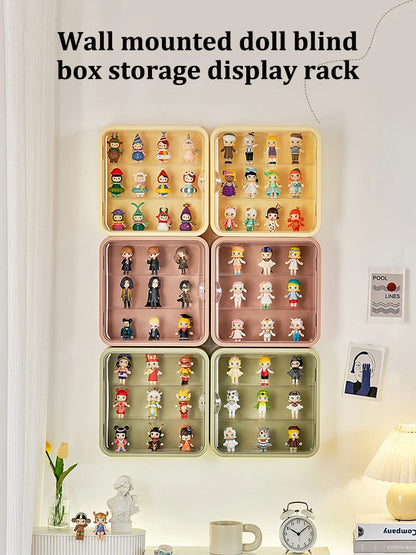 Wall Mounted Doll Blind Box Storage Display Rack Magnetic Suction Figurine Display Cabinet Dustproof Doll Blind Box Storage Box