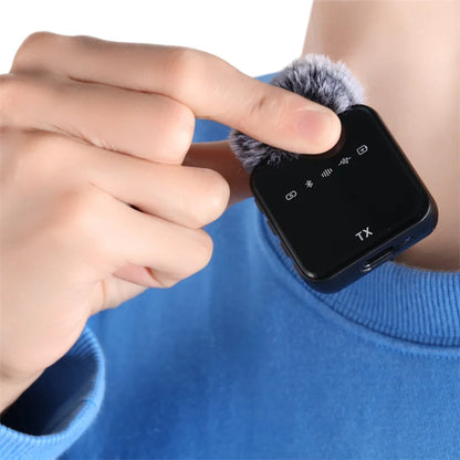 Wireless Lavalier Microphone System Bluetooth Audio Video Voice Recording Mic for iPhone Android Mobile Phone Interview Camera