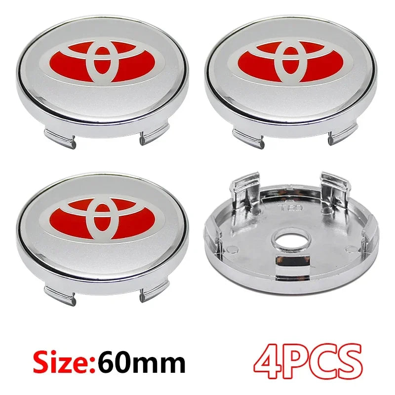 4Pcs 60mm For Car emblem Wheel hub Center Cap Badge covers sticker Decals Styling For Toyota Corolla RAV4 LEVIN Yaris C-HR Camry
