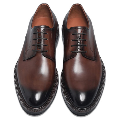 Men's Genuine Cowhide Leather Oxford Shoes Derby Dress Shoes for Business And Wedding