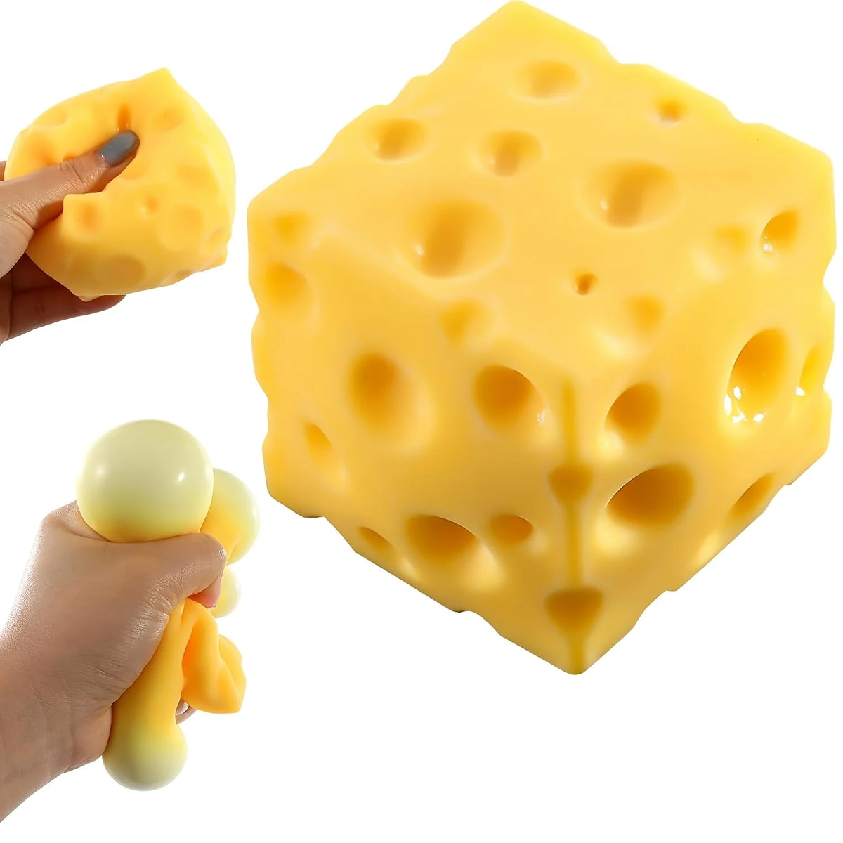 Novelty Cheese Shaped Squeeze Toy Soft Quick Rebound Sensory Gadget Stress Relief Desktop Ornament for Holiday Home Decor