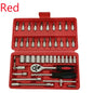 46pcs Family Tools 1/4 Inch Drive Socket Ratchet Wrench Set Complete Car Repair Kit for Motorcycle and Bicycle Maintenance Tools