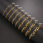 Punk Cuban Chain 3-10mm Wide Minimalist Bracelet Men Women Stainless Steel Gold Color Basic Hip Hop Figaro Chain Jewelry Gift
