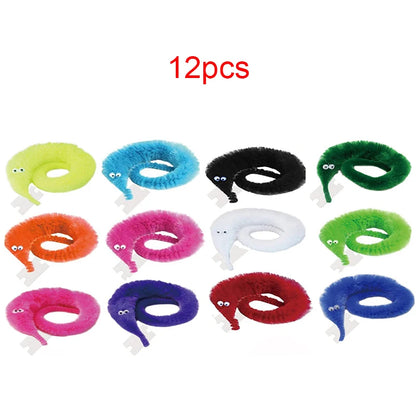 Fuzzy Magic Worm Trick Toys For Kids Wiggly Twisty Worm On a Invisible String Carnival Party Favors Children Magic Props