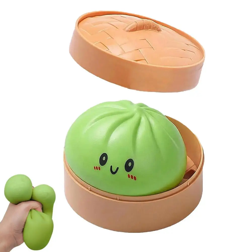 Simulation Flash Dumpling Pressure Ball Slow Rebound Soft Pinch Decompression Squishy Stress Relief Balls with Steamer