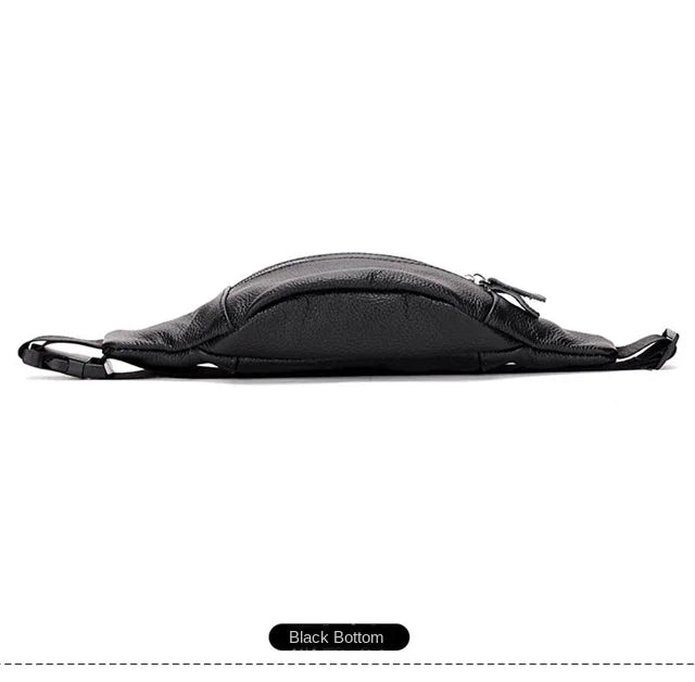 Men's Genuine Leather Chest Bag Double Zipper Cowhide Fanny Pack Casual Crossbody Sling Bag for Daily Commute & Travel