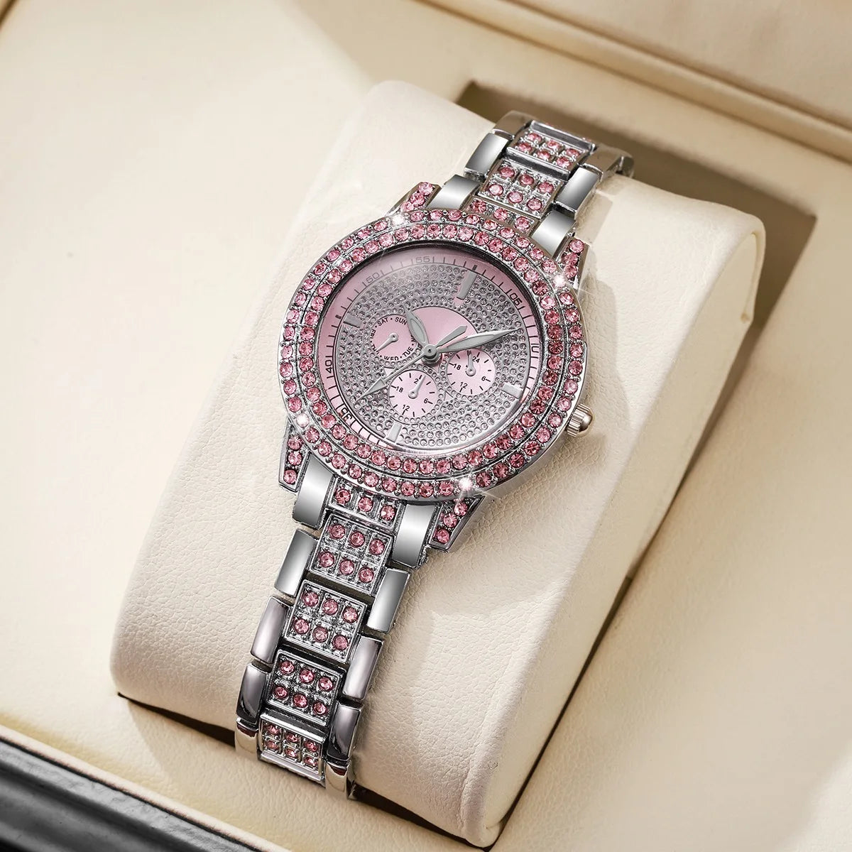 2026 2026 Spring Fashion Quartz Watch Accessories Set for Men and Women, Simple and Trendy Double Row Bracelet Cross Set