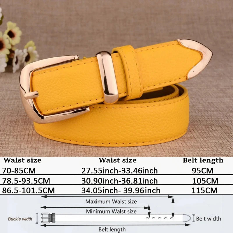 Fashion Women Genuine Leather Belts High Quality Gold Buckle Best Matching Dress Jeans Belts for Lady LB2146