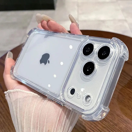 Luxury Shockproof Clear Phone Case For iPhone 17 16 15 14 13 12 11 Pro X XR XS Max Plus Air Soft Transparent Bumper Cases Cover