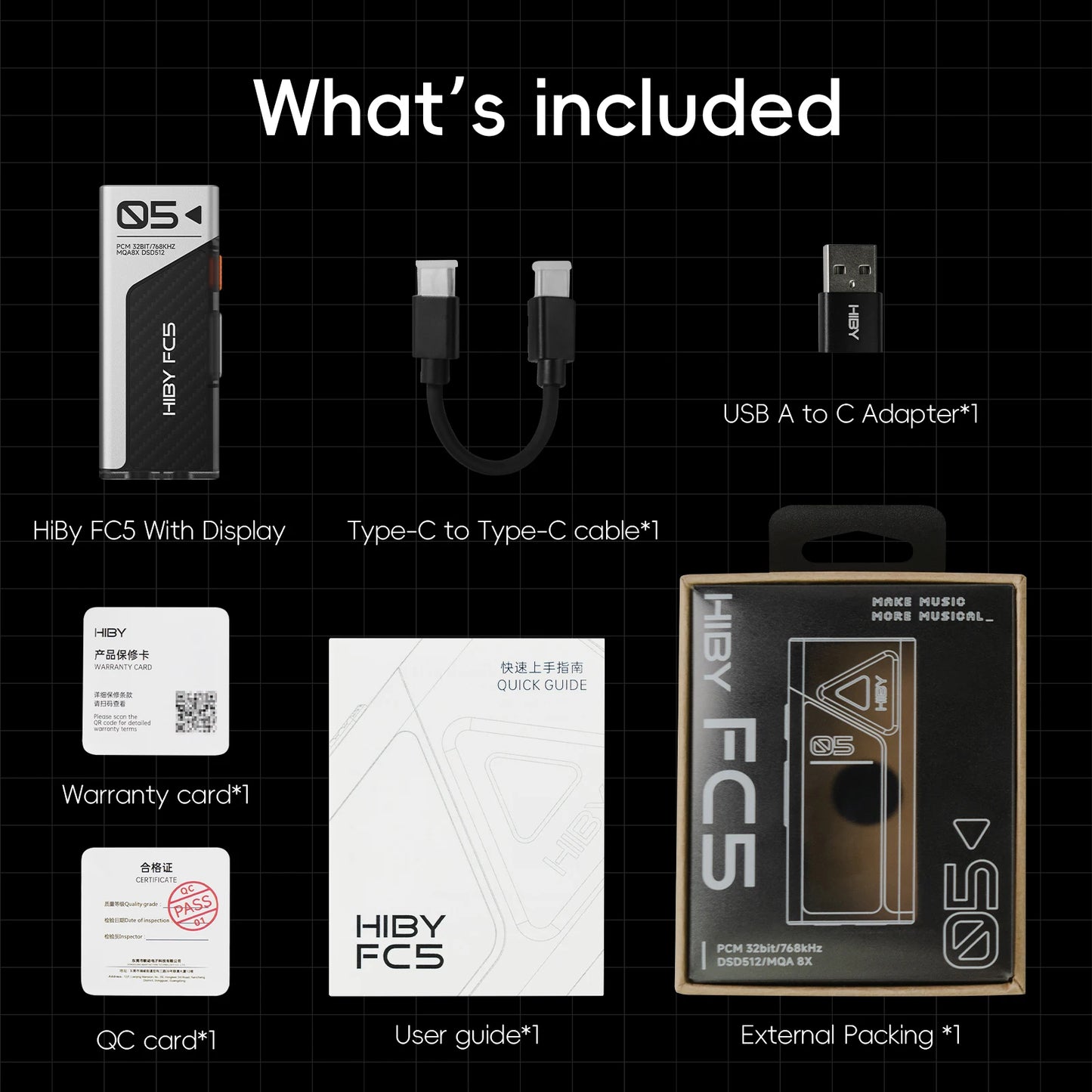 HiBy FC5 HiFi USB DAC Headphone AMP Dual flagship CS43198 DACs Dual SGM8261-5 Amplifiers DSD512 PCM 768kHz/32bit MQA 8x 245mW