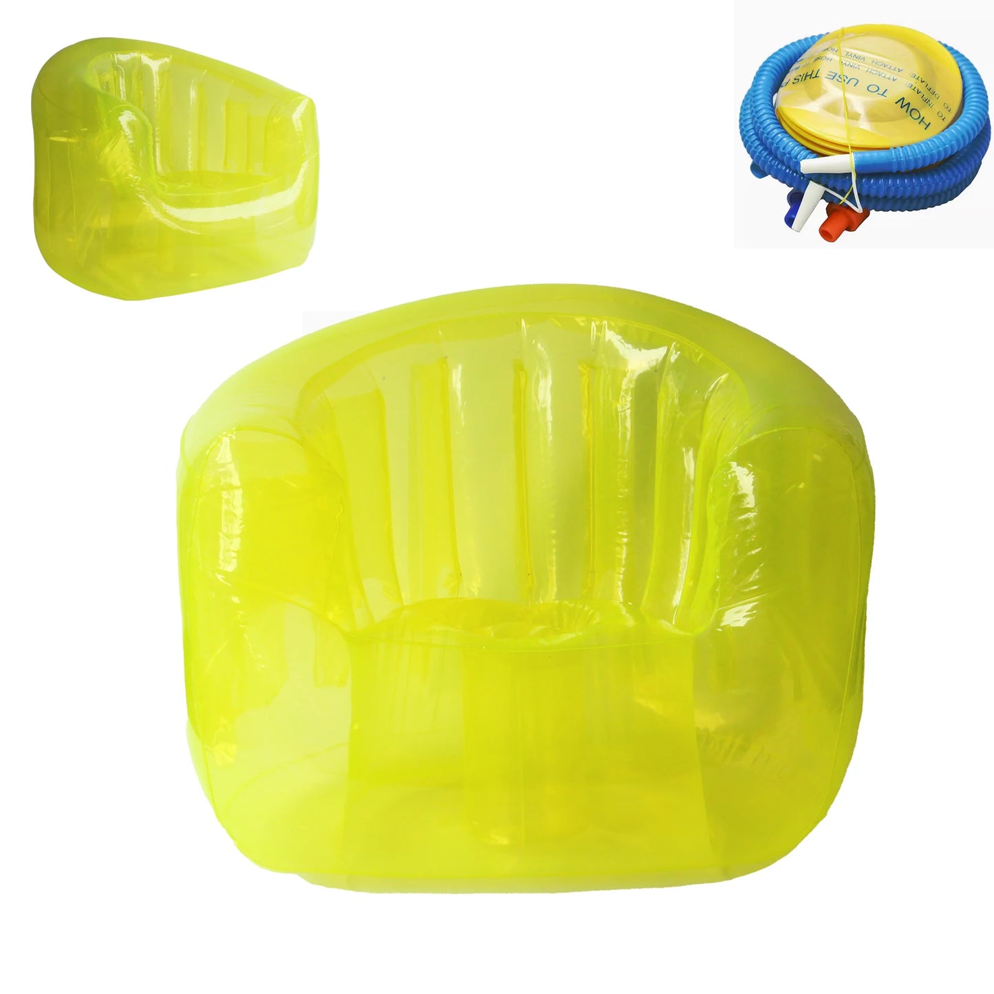 Inflatable Transparent PVC Lounge Chair, Blow Up Sofa for Camping Yard Patio, Air Couch Furniture Outdoor Beach Room