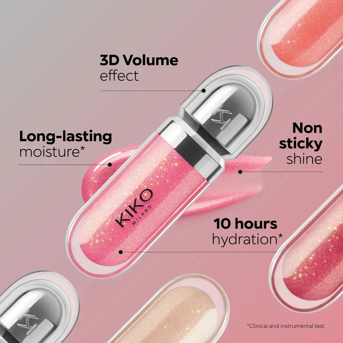 Kiko 3D Hydra Lip Gloss Non-fading Waterproof Blusher Moisturizing Shimmer Makeup Lip Gloss Lipstick Brun Pearly Mauve Liner