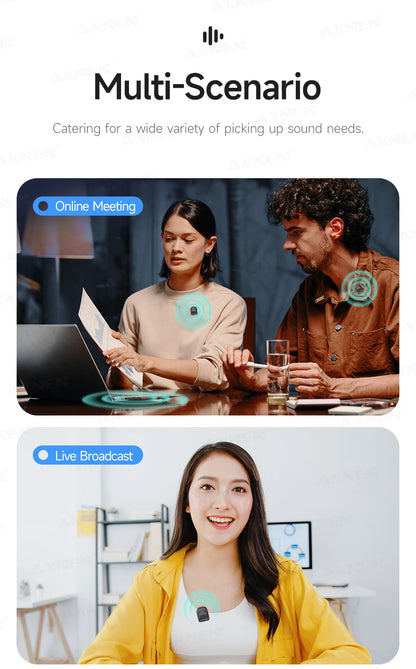 AXNEN Wireless Mini Lapel Microphone Bluetooth Magnetic Attraction Noise Reduction Card for Mobile Phone Live Broadcast Gaming