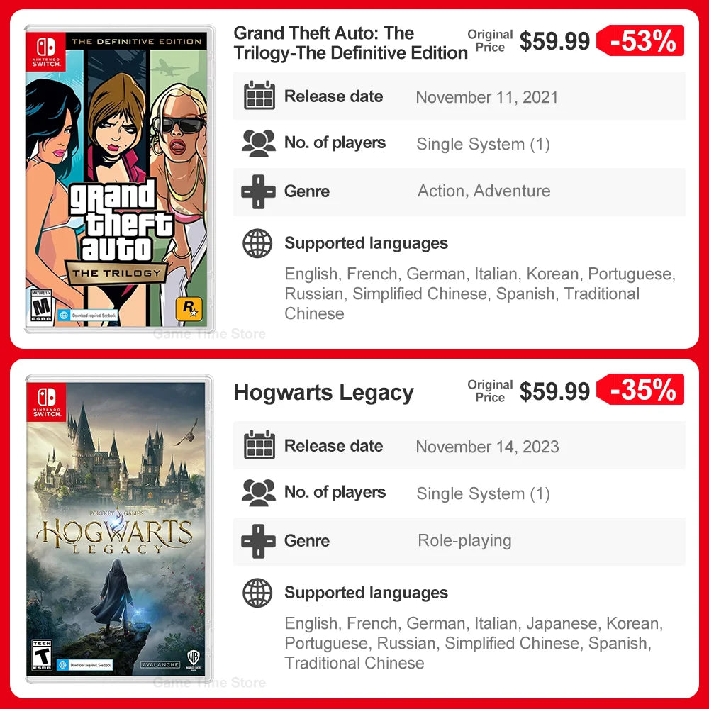 Juegos Nintendo Switch Games Ofertas Princess Peach Mario Luigi Brothership GTA Grand Theft Auto Bayonetta Hogwarts Legacy