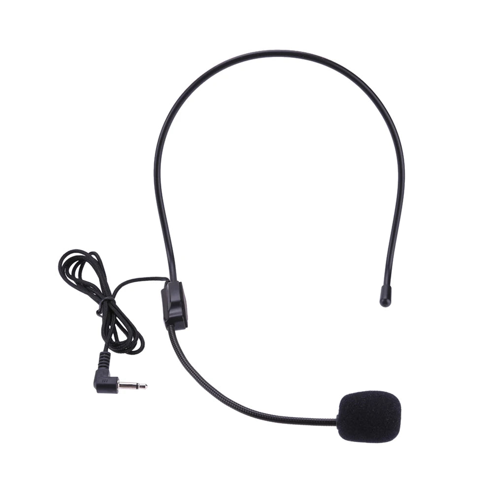 3.5mm Plug Headset Mic Head-mounted Portable Wired Headset Microphone Voice Amplifier Lightweight Over Head for Teaching Meeting