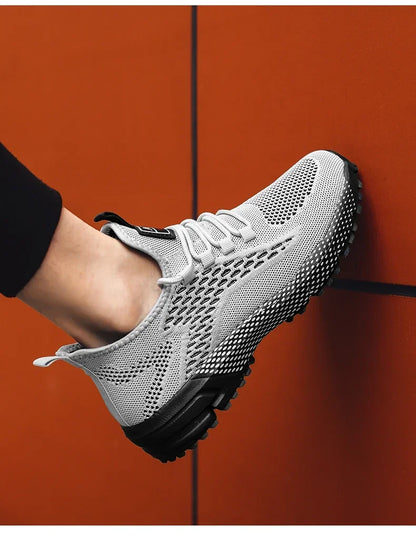YRZL Running Shoes Men Comfortable Lightweight Grey Walking Sneakers Breathable Air Mesh Non Slip Casual Tennis Shoes for Men