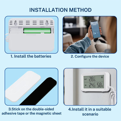 Tuya WiFi Zigbee Temperature Humidity Sensor With External Probe for Smart Home APP Remote Control Work with Yandex Alexa