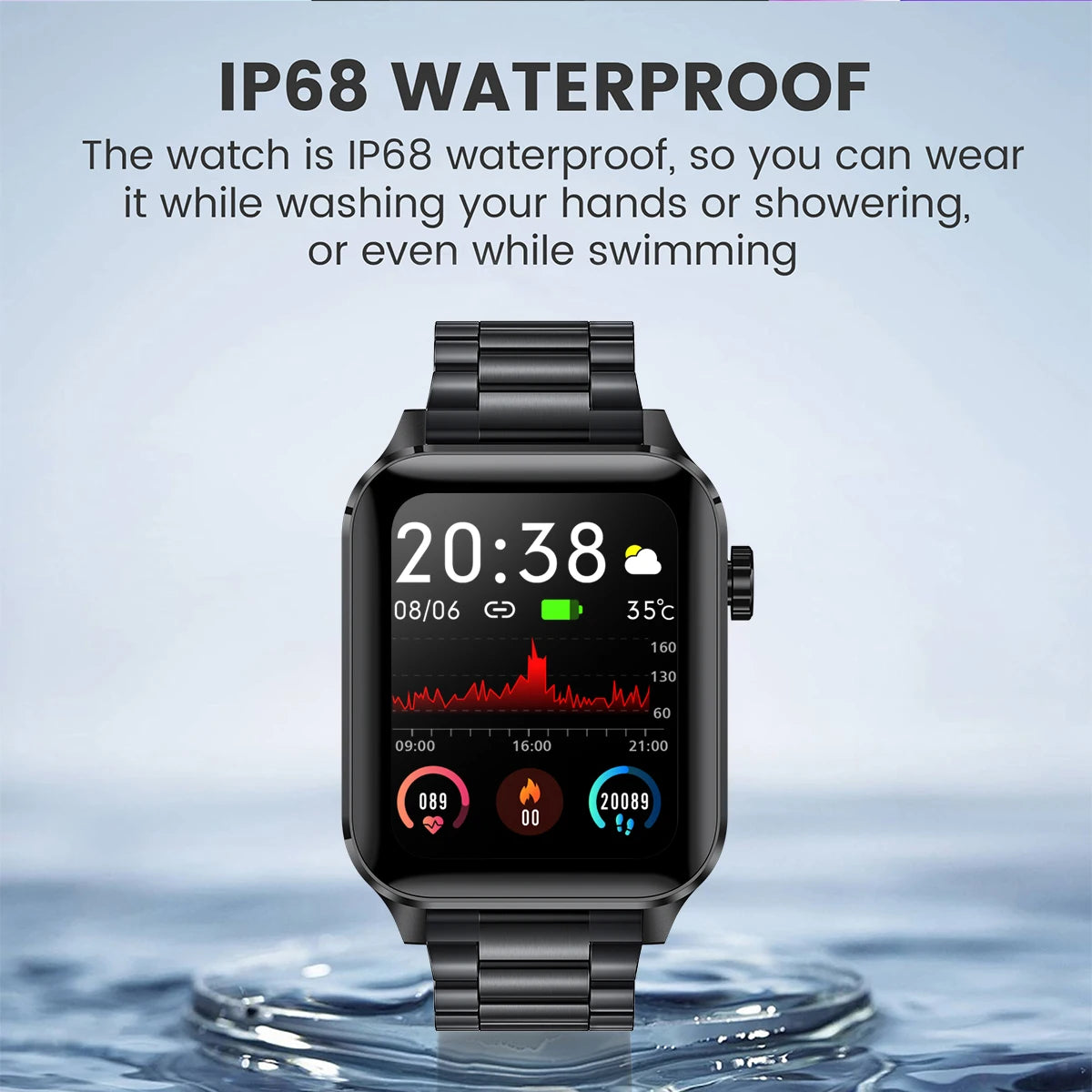 LIGE Smartwatch dla mężczyzn i kobiet Luksusowy Wodoszczelny Zegarek Sportowy z Pełnym Ekranem Dotykowym Smartwatch Fitness dla Xiaomi Huawei Android iOS iPhone