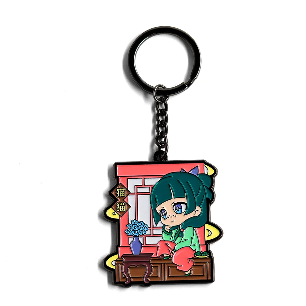 Chibi Maomao Sitting On The Windowsill Double Sided Enamel Keychain The Apothecary Diaries Key Ring Anime Fan Gift Pendant
