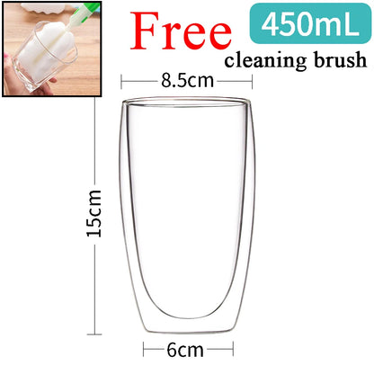 80ML Double Wall Glass Cup 1/12PCS Transparent Handmade Heat Resistant Tea Drink Whisky Wine Set Espresso Coffee Milk Mugs Gift