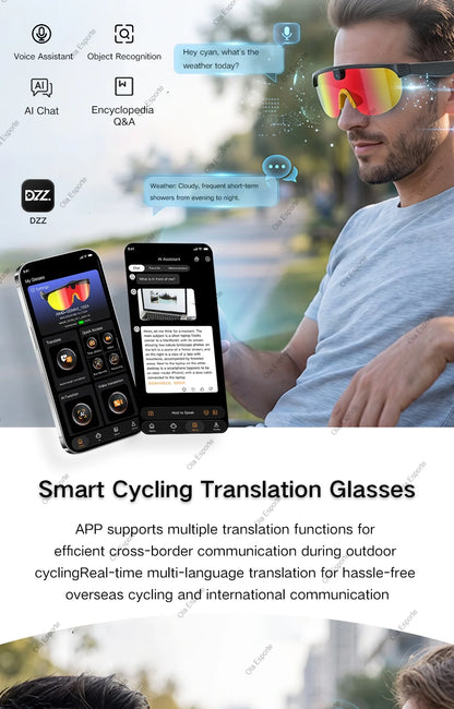 4K Polarized AI Smart Cycling Glasses Men 800W Camera Video Recording Translation Sunglasses BT Call Music Sports Glasses Q01