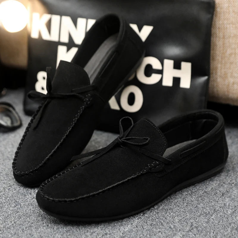 Summer Leather Loafers For Men Moccasins Comfy Faux Suede Casual Shoes Man Slip-on Shoes Breathable Non-slip Men's Driving Shoes