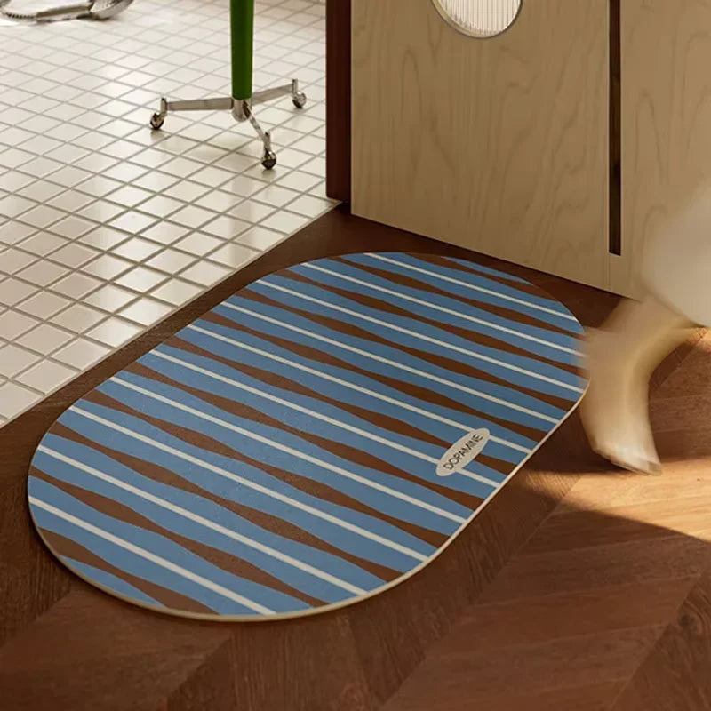 VIKAMA Light Luxury Minimalist Style Lineage Living Room Entrance Carpet Bathroom Entrance Anti-slip Floor Mat Home Decoration