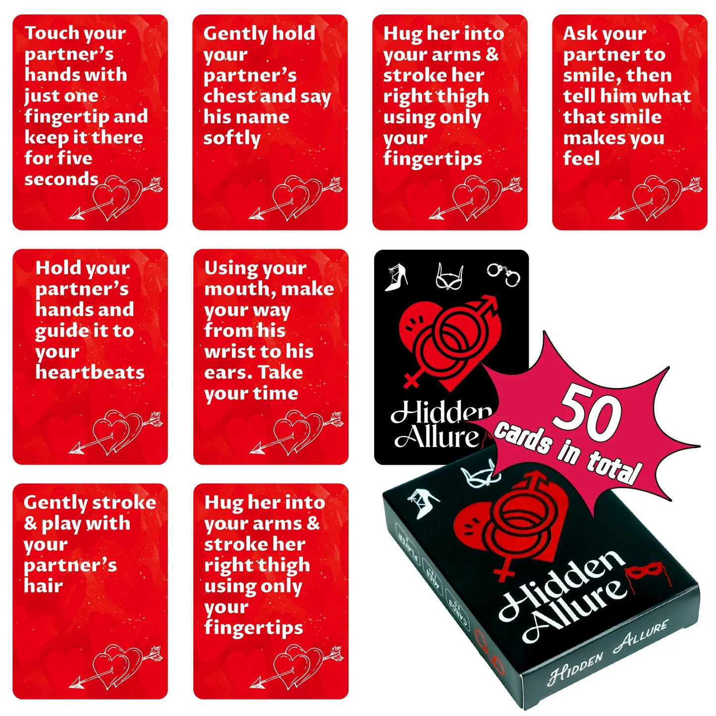 50-Card Couples Drinking Game Cards Set 8.9x6.4cm Challenge Cards Perfect for Date Nights Bedroom Fun Adult Parties