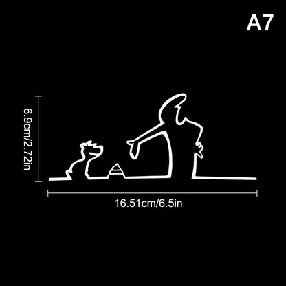 La Linea Minimalist Line Art Car Sticker Bumper & Window Door Wall Decal With Cartoon Character Design Home Car Decoration