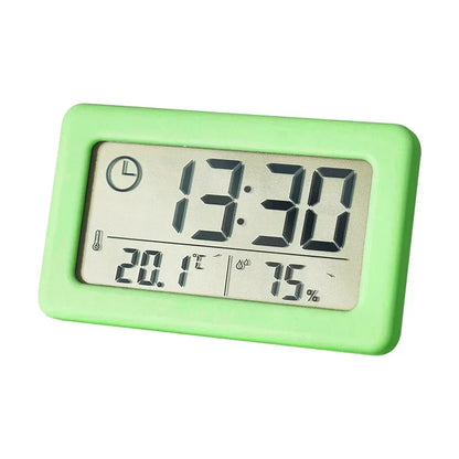 Mini Digital Clock Temperature Humidity Portable Watch Clock Thermometer Hygrometer 12/24 Hours Battery Powered Clock Home Table