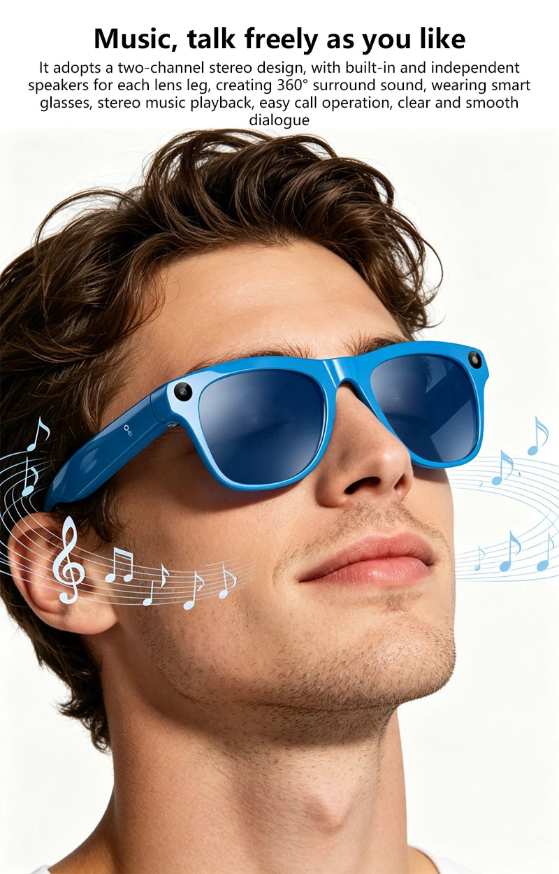 Lenovo Upgrade Smart AI Glasses 1600W HD 8K Shooting Camera Photo Video Voice Call Translation Bluetooth AI Motorcycle Glasses
