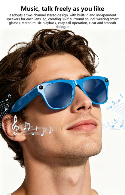Lenovo Upgrade Smart AI Glasses 1600W HD 8K Shooting Camera Photo Video Voice Call Translation Bluetooth AI Motorcycle Glasses