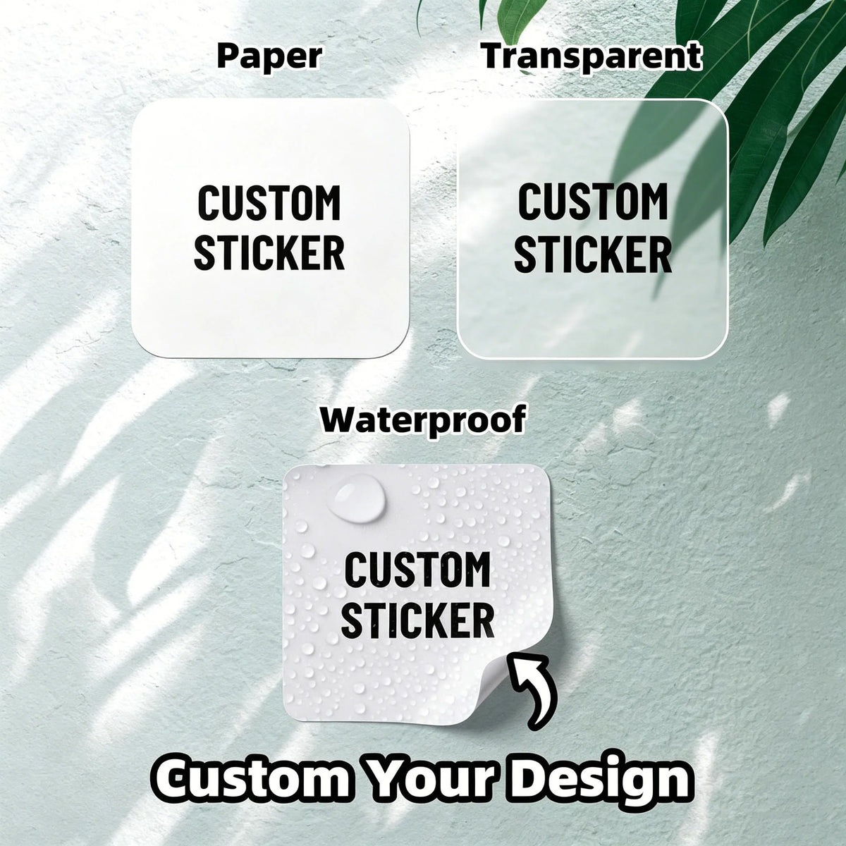 Custom Square Stickers Personalized Logo Text Image Paper Waterproof Transparent Customized Small Vinyl Decals Labels