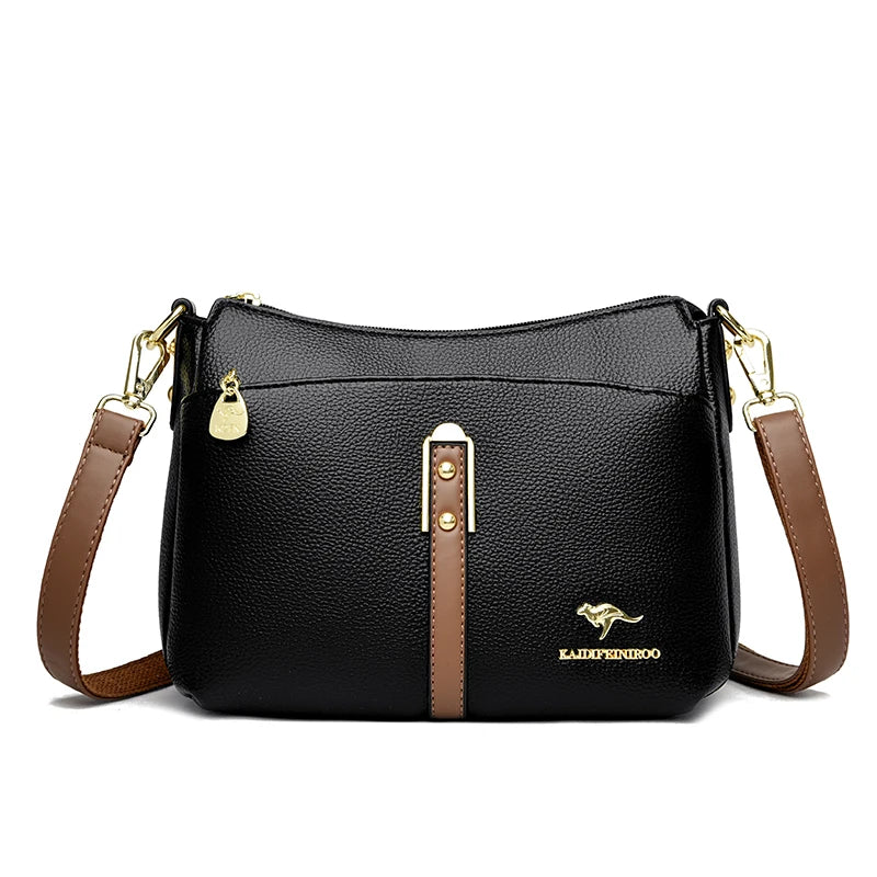 Brand Design Three Layers Fashion Shoulder Messenger Bags Luxury Soft Leather Crossbody Sac Quality Small Handbags and Purses