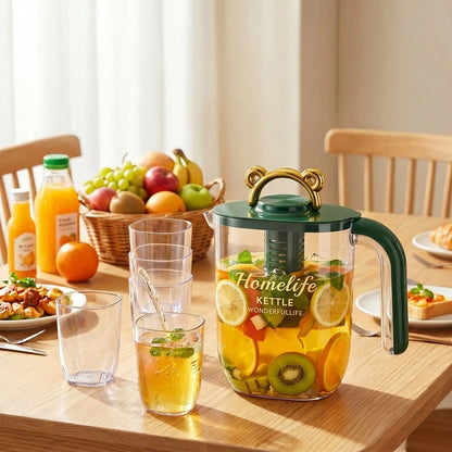 2200ml Large Capacity Plastic Water Jug Water Carafe Cold Drink Container Juice Jar Pitcher with Lid and Tea Filter