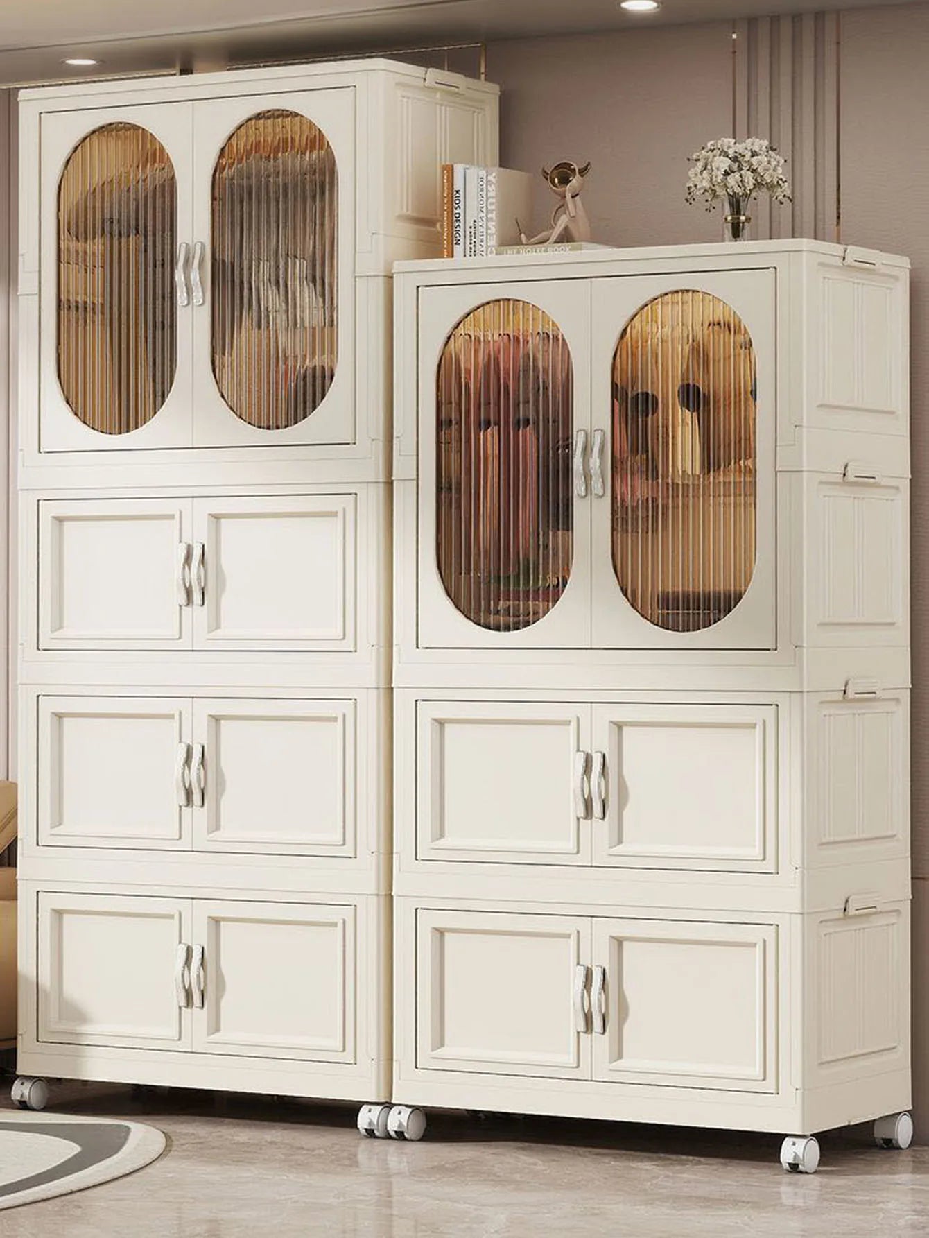 Foldable Baby Closet Plastic Infant Wardrobe Children's Clothing Storage Cabinet for Home Bedroom No Installation Needed