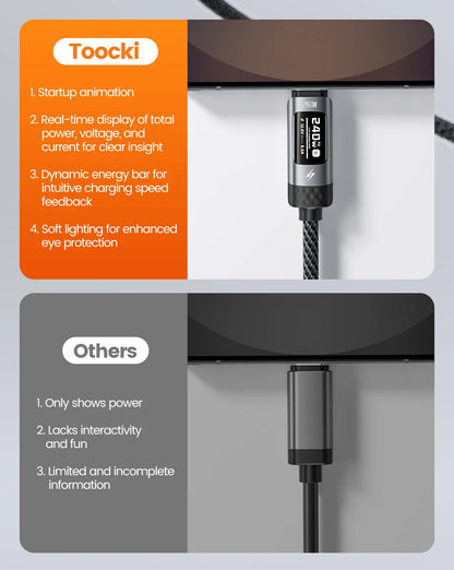 Toocki X111 240W USB C Cable Fast Charging PD3.1 OLED Digital Display Type C to Type C Cable For Macbook iPhone 17 Samsung S25