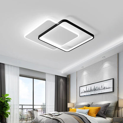 Modern Minimalist Led Ceiling Lamp For Bedroom Black White Design Ring Chandelier Living Room Study Loft Smart Light Fixtures