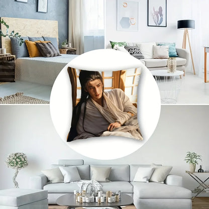 1pc Zhang Linghe Fan Bedroom Pillow Cover, Polyester 2D Double-Sided Print, C-Drama Warrior Cushion, Perfect Gift for Fans & Car