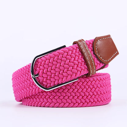 Unisex Elastic Fabric Woven Casual Women Belt Pin Buckle Expandable Braided Stretch Canvas Stylish Leisure Belts for Men