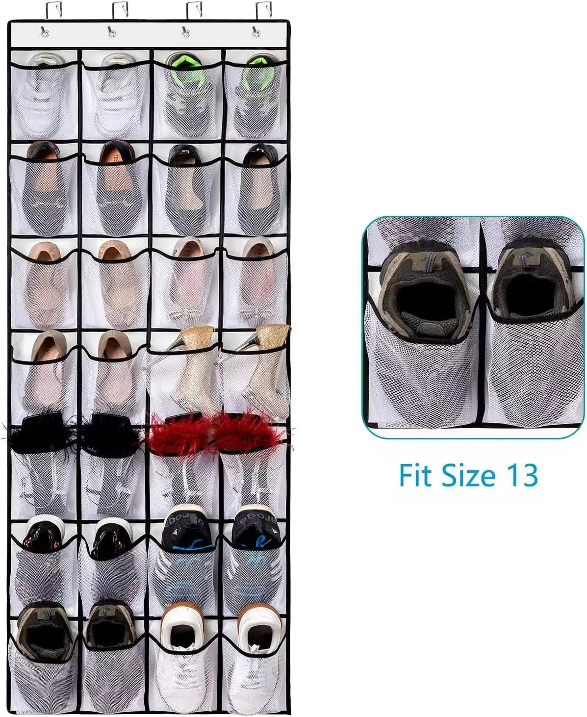 14/24/40 Grids Over The Door Shoe Rack  Mesh Pockets Hanging Shoe Organizer For Closet Hanging Shoe Rack Holder